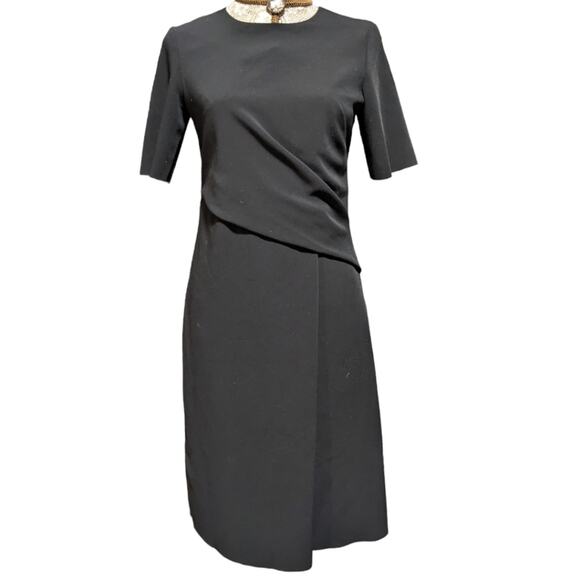 COS Black faux wrap gathered midi Dress 767690 - Picture 1 of 6